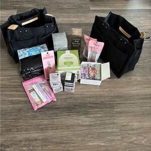 Black Canvas Caddy Organizer Tote - Dual Pocket Handled Storage